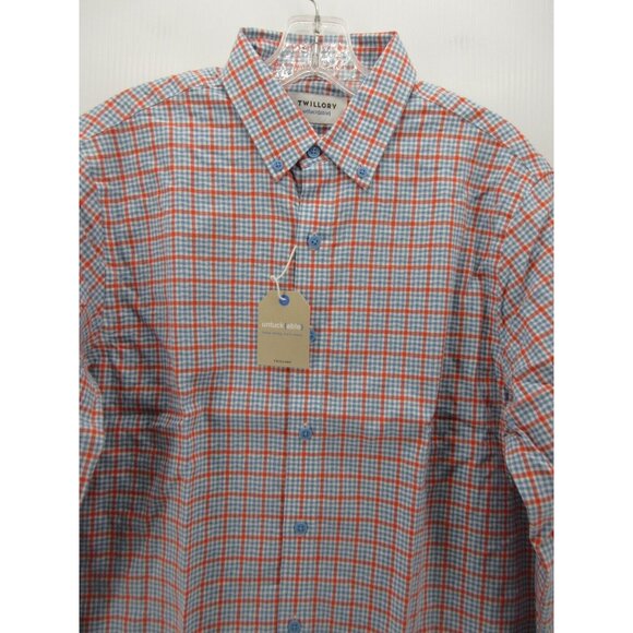 NEW Twillory Shirt Medium Untuckable Linen Blend Plaid Tailored Fit M - Picture 2 of 13